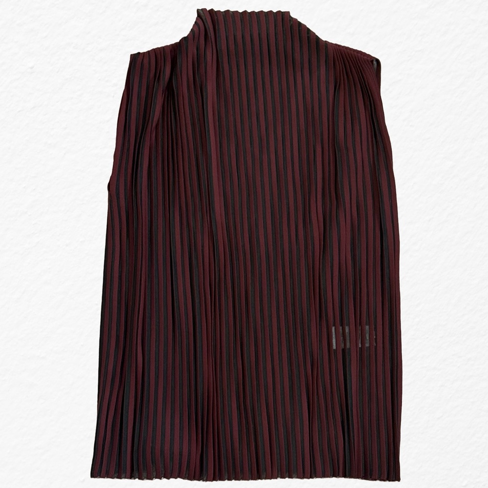 CELINE Two-tone pleated silk blend top - Picture 2 of 8